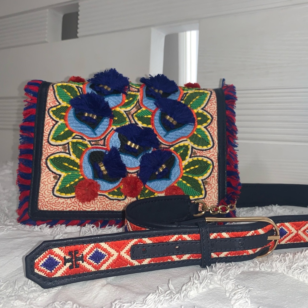 Tory Burch Embroidered Marion Floral Bag